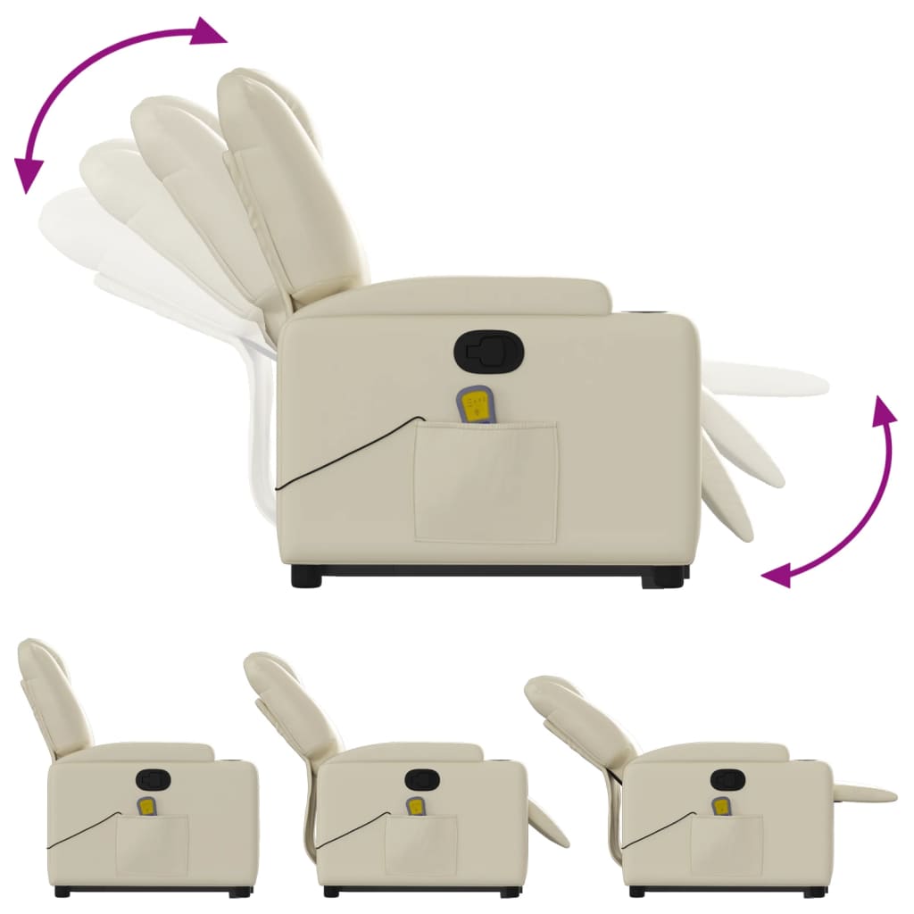 Fauteuil inclinable de massage Crème Similicuir - XIOS