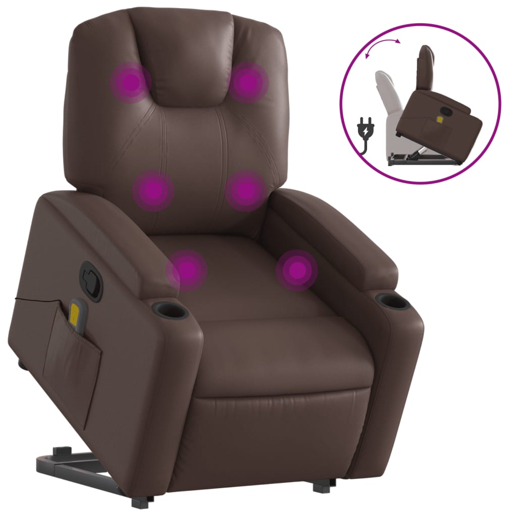 Fauteuil inclinable de massage Marron Similicuir - XIOS
