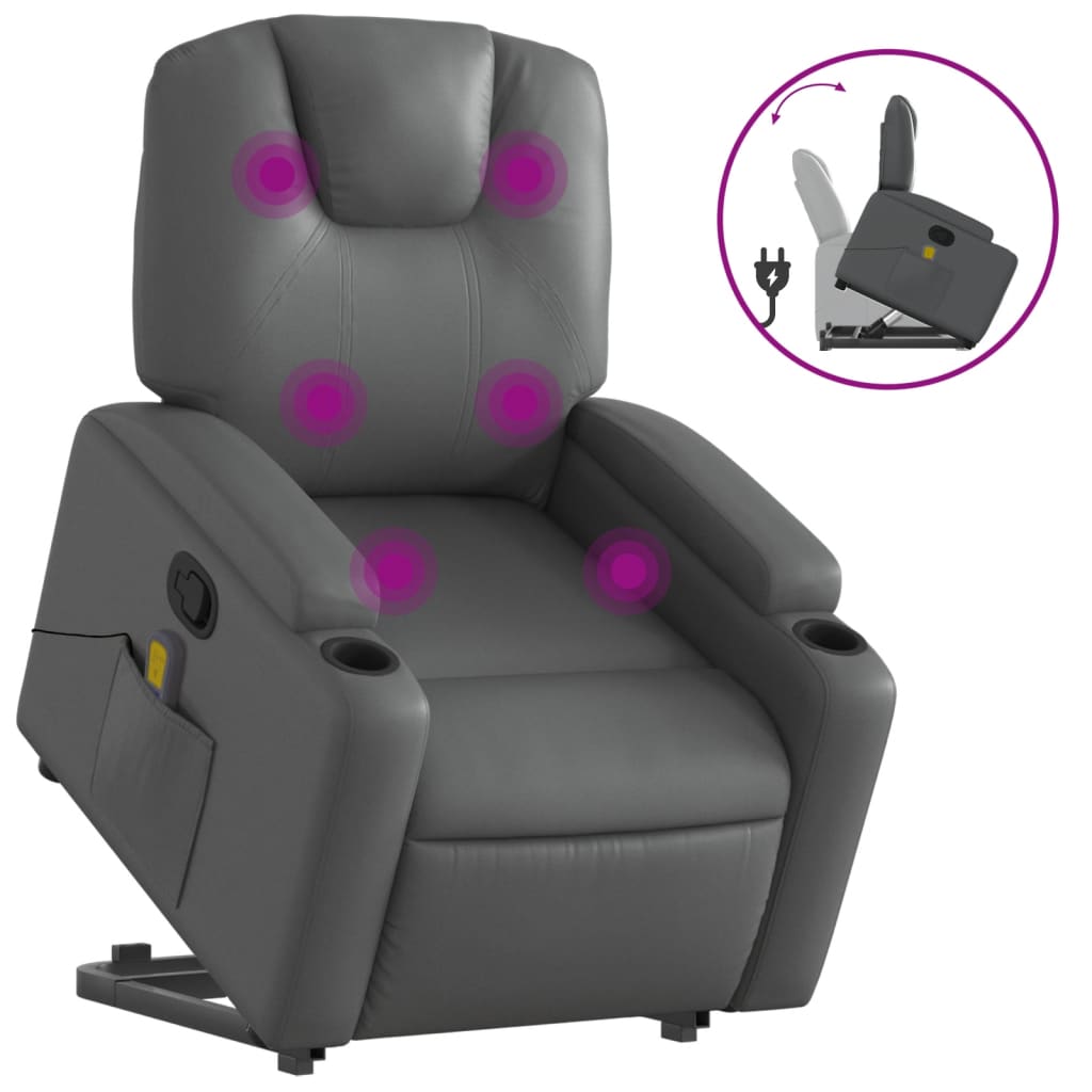 Fauteuil inclinable de massage Gris Similicuir - XIOS
