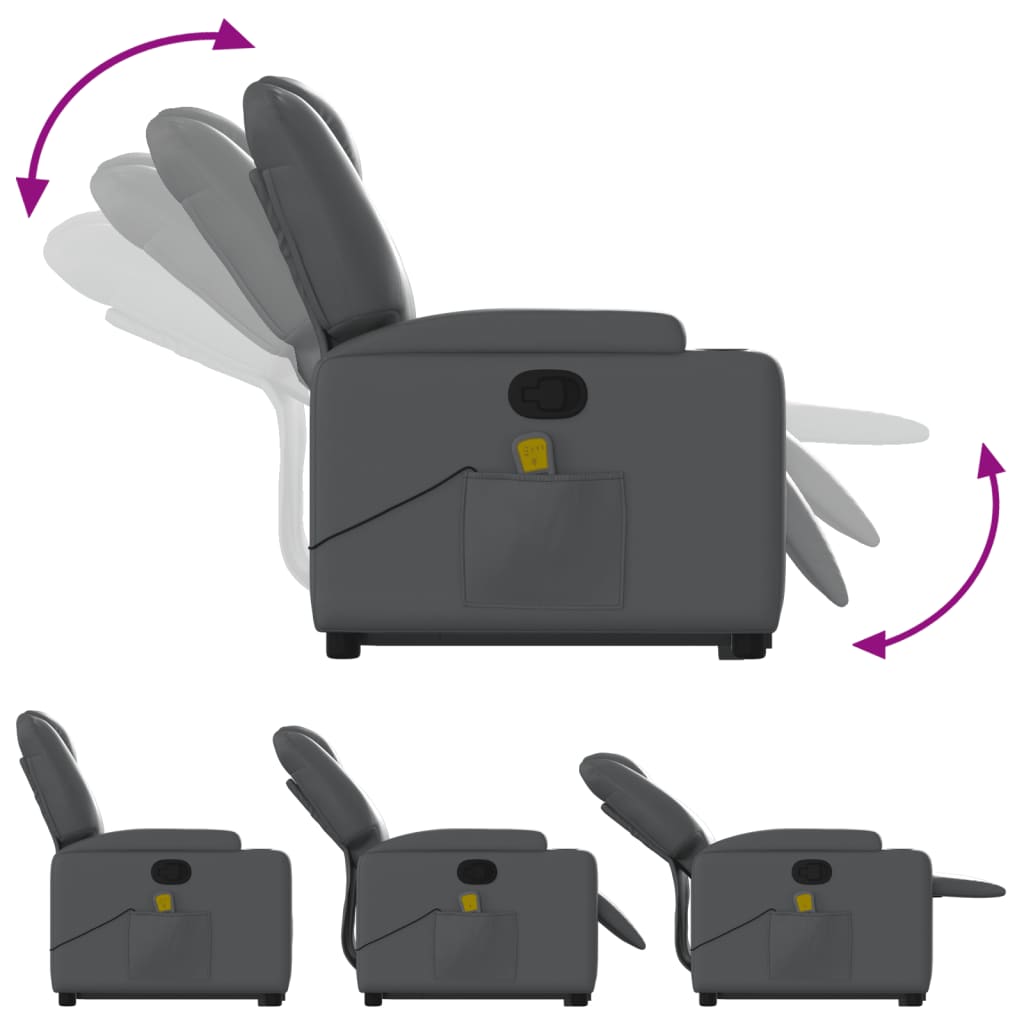 Fauteuil inclinable de massage Gris Similicuir - XIOS
