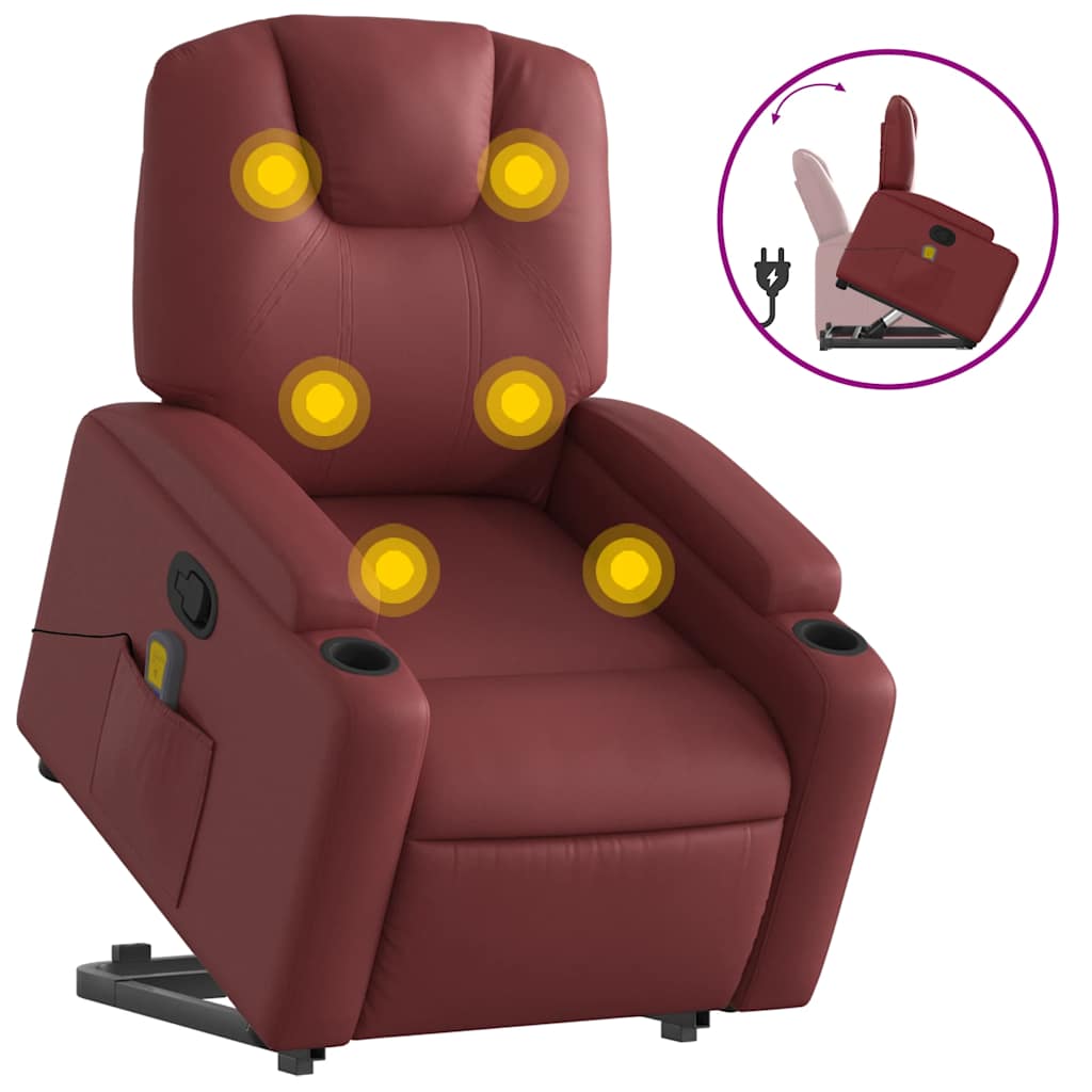 Fauteuil inclinable de massage Rouge bordeaux Similicuir - XIOS