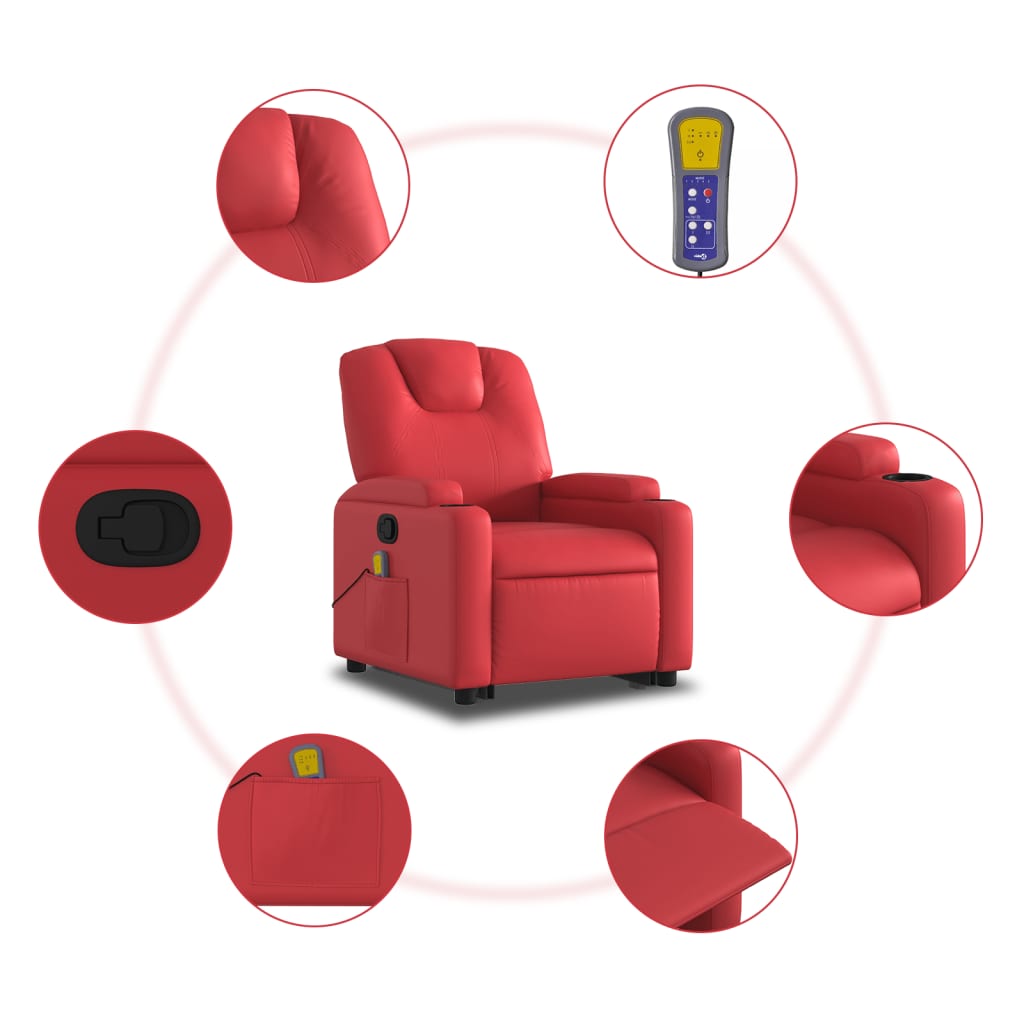 Fauteuil inclinable de massage Rouge Similicuir