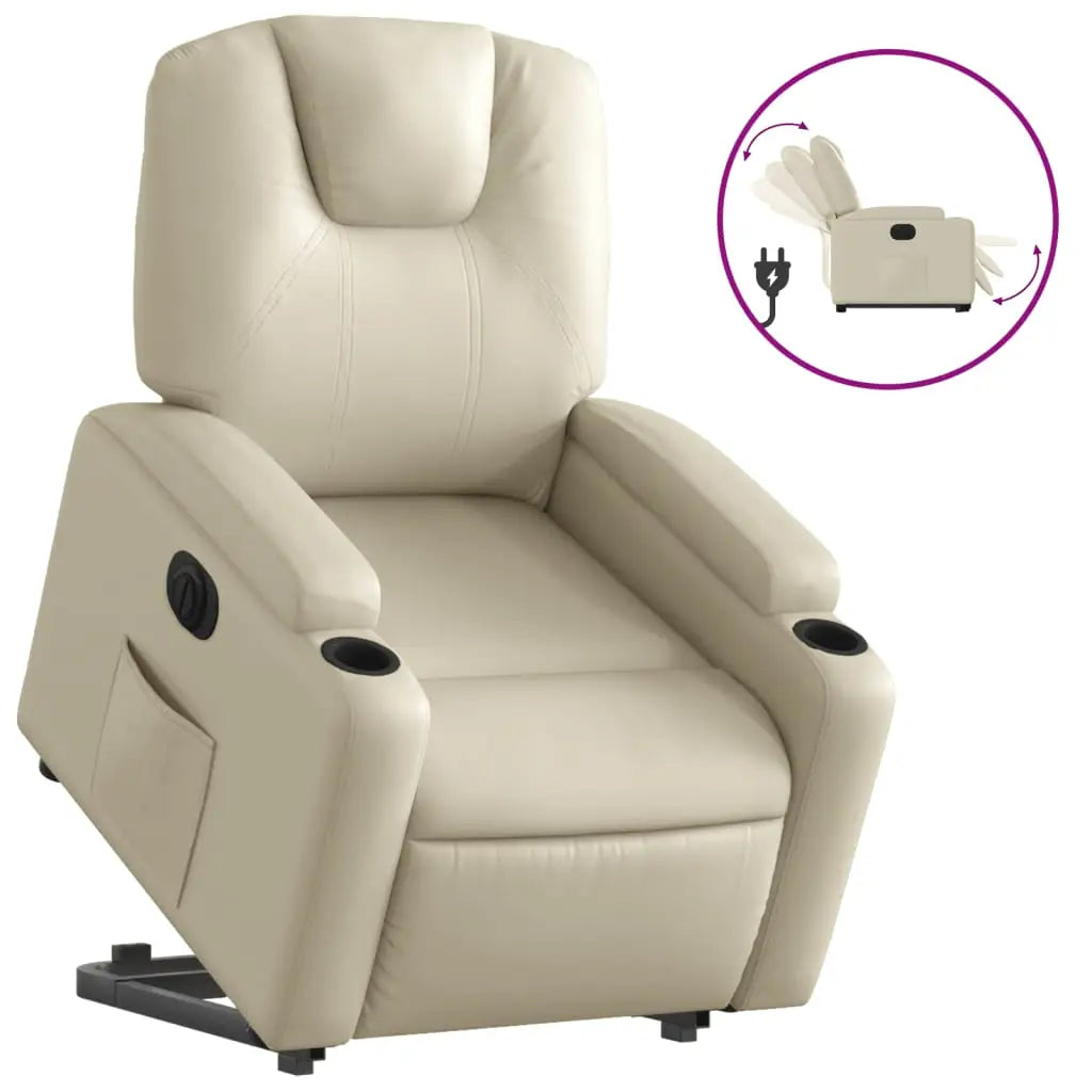 Fauteuil inclinable électrique crème similicuir - XIOS