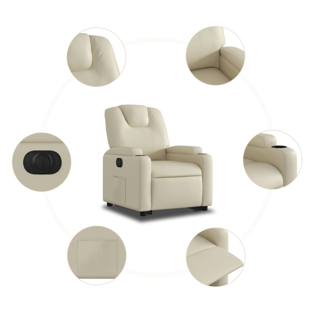 Fauteuil inclinable électrique crème similicuir - XIOS