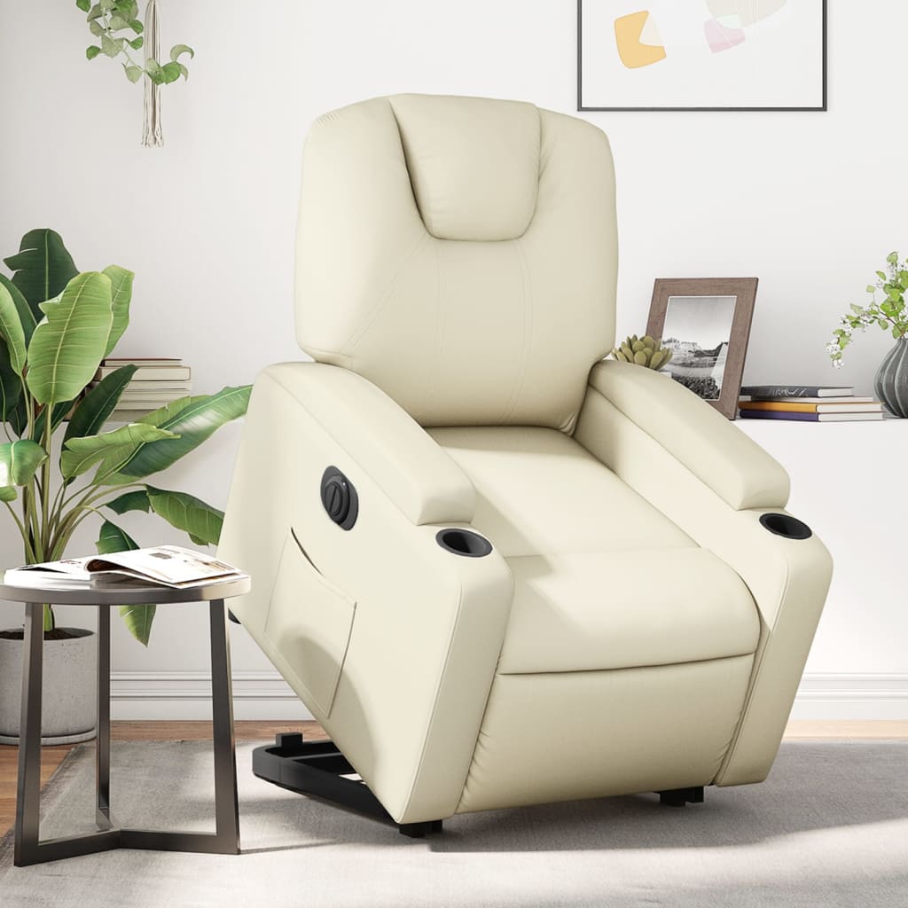 Fauteuil inclinable électrique crème similicuir - XIOS