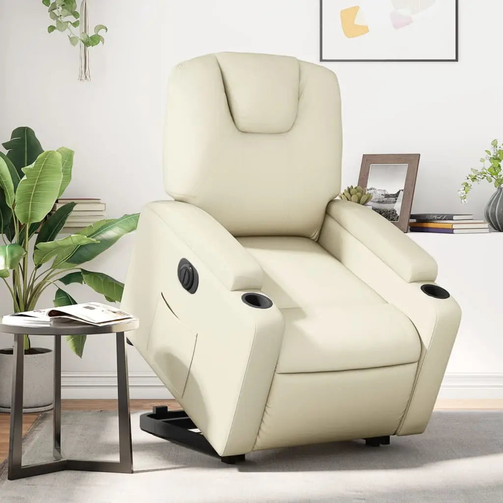 Fauteuil inclinable électrique crème similicuir - XIOS