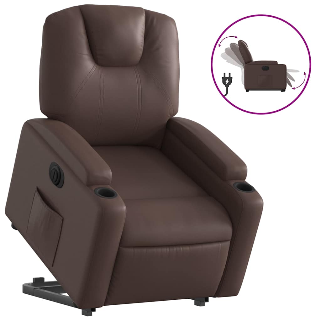 Fauteuil inclinable électrique marron similicuir - XIOS