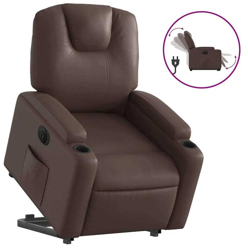 Fauteuil inclinable électrique marron similicuir - XIOS