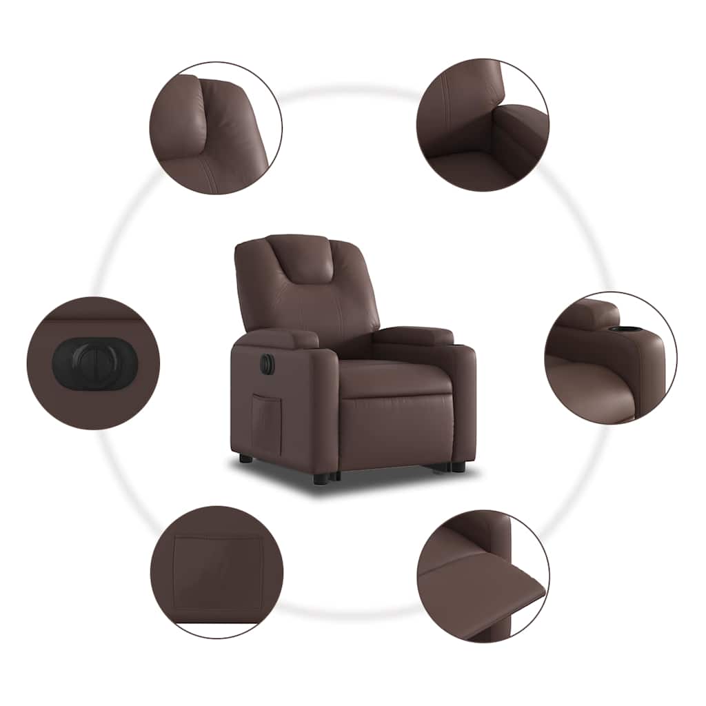 Fauteuil inclinable électrique marron similicuir - XIOS