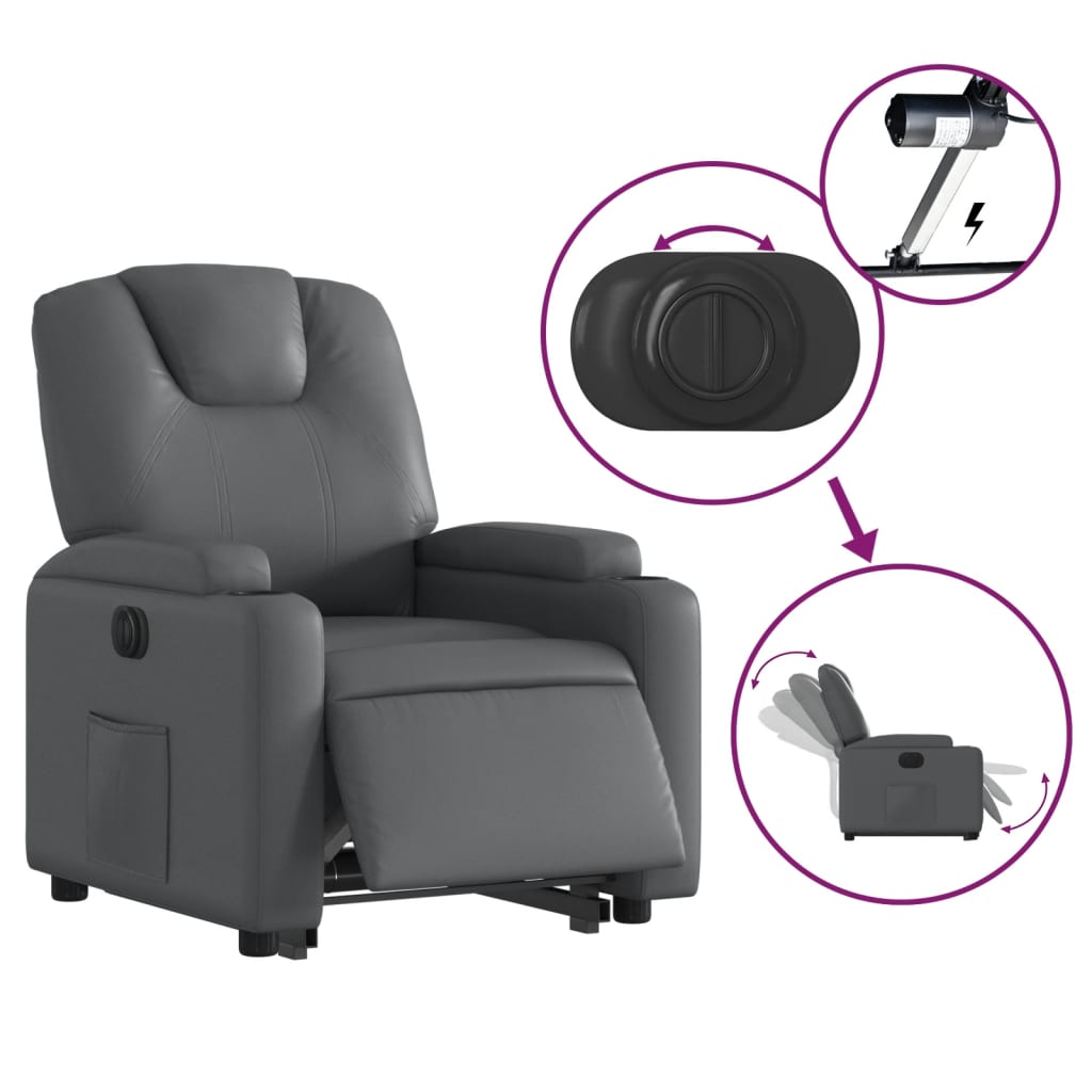Fauteuil inclinable électrique gris similicuir - XIOS