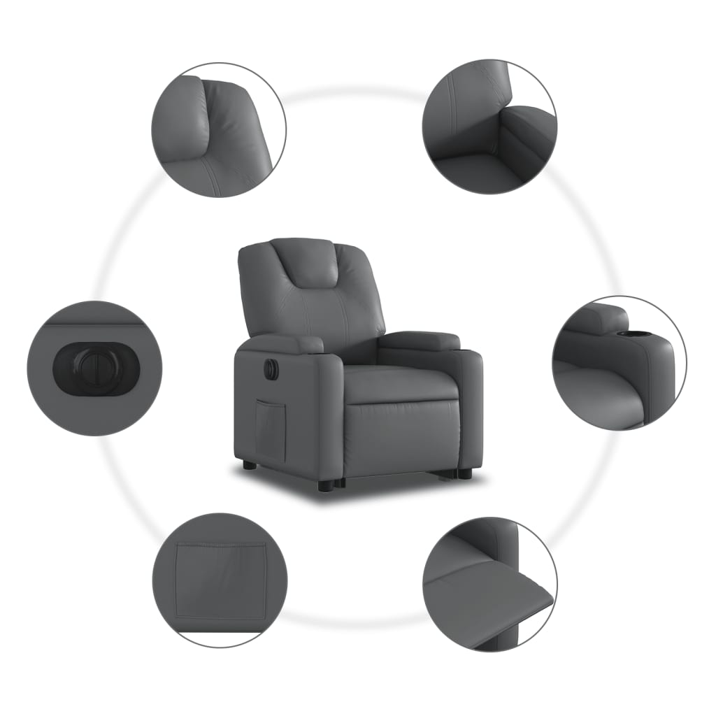 Fauteuil inclinable électrique gris similicuir - XIOS