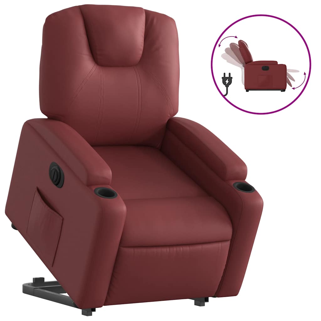Fauteuil inclinable électrique rouge bordeaux similicuir - XIOS