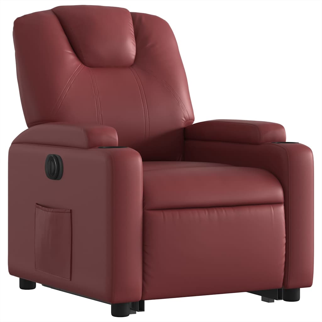 Fauteuil inclinable électrique rouge bordeaux similicuir