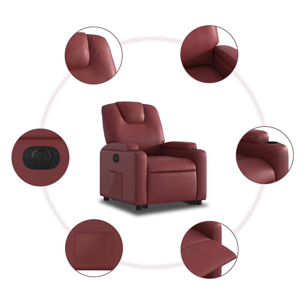 Fauteuil inclinable électrique rouge bordeaux similicuir - XIOS