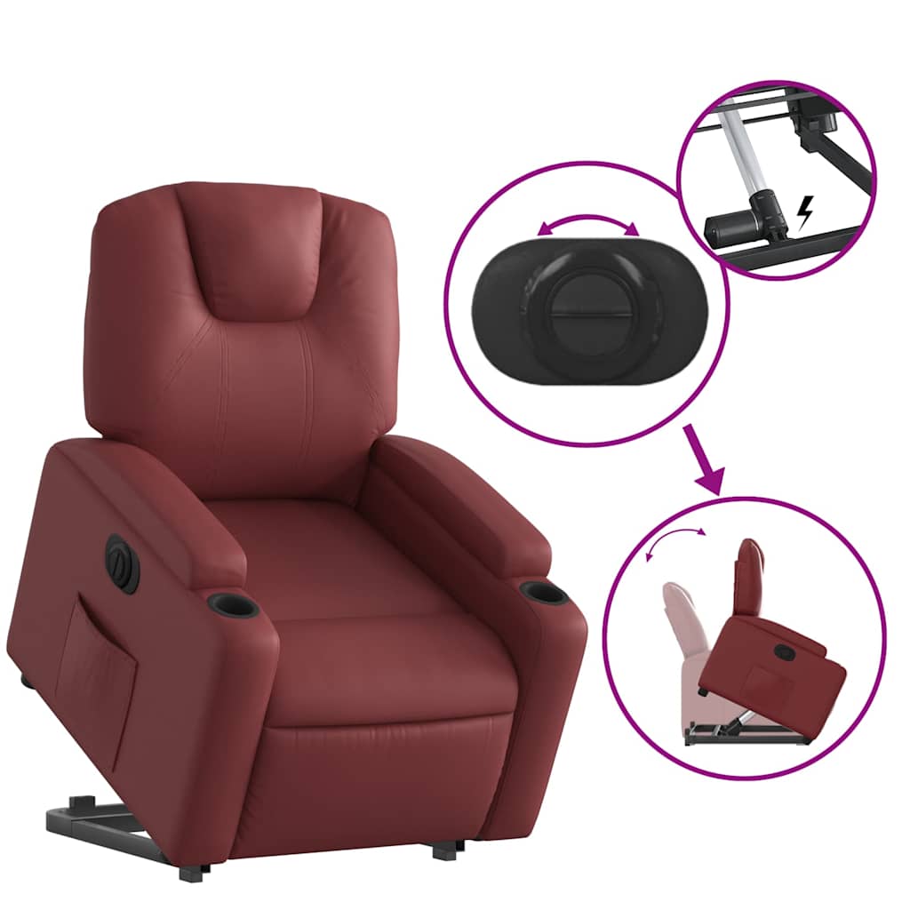 Fauteuil inclinable électrique rouge bordeaux similicuir - XIOS