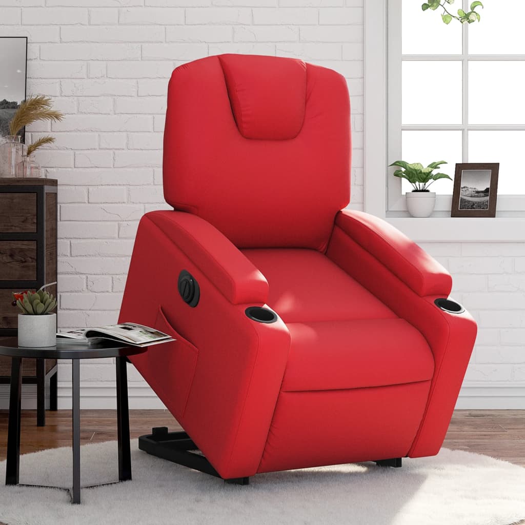 Fauteuil inclinable électrique rouge similicuir - XIOS