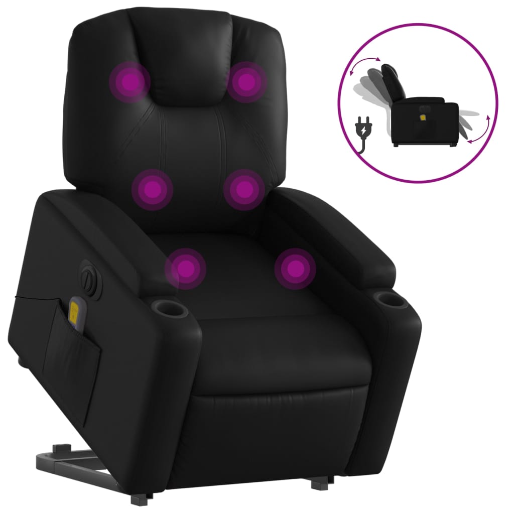 Fauteuil inclinable de massage électrique noir similicuir - XIOS