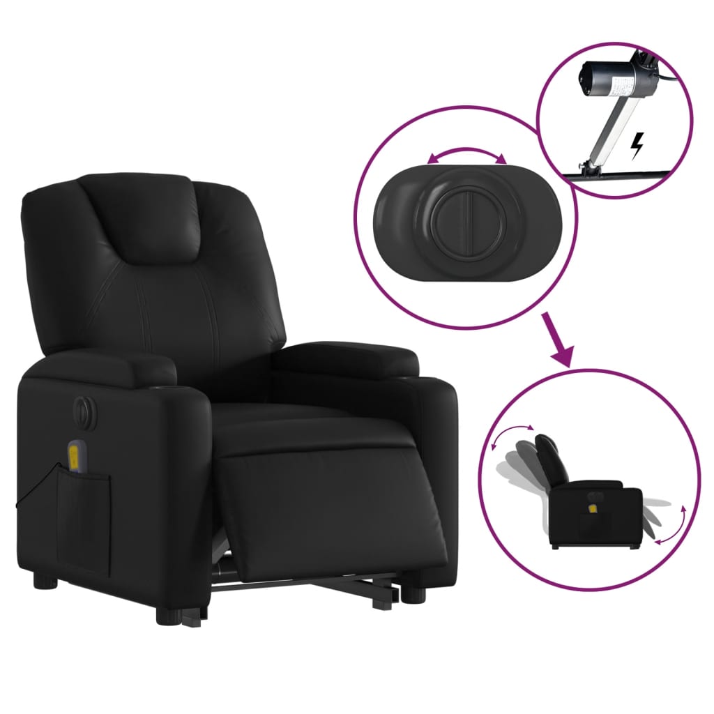 Fauteuil inclinable de massage électrique noir similicuir - XIOS