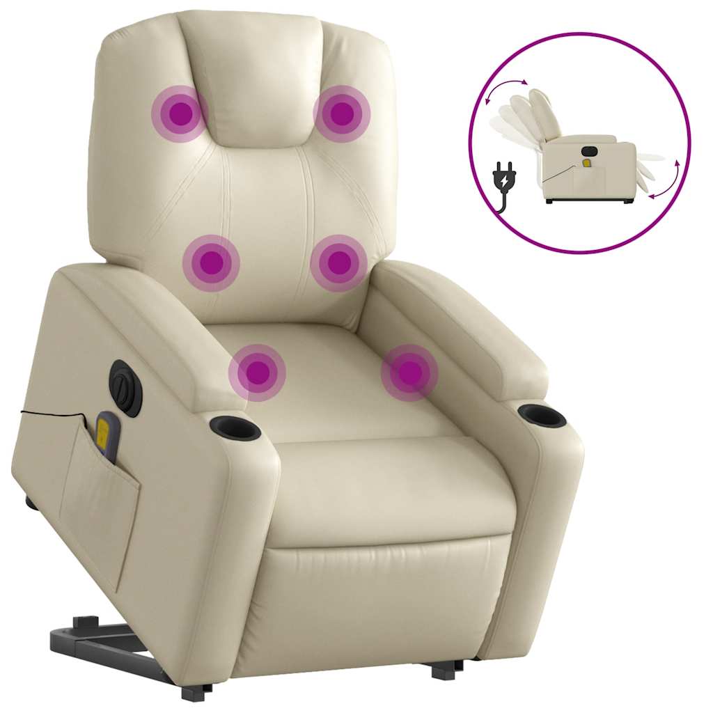 Fauteuil inclinable de massage électrique crème similicuir - XIOS