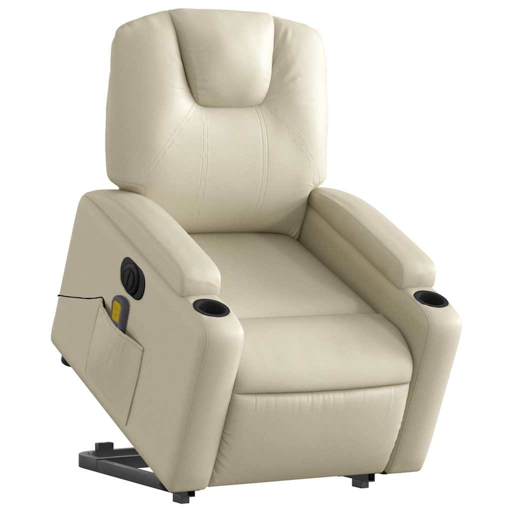 Fauteuil inclinable de massage électrique crème similicuir - XIOS