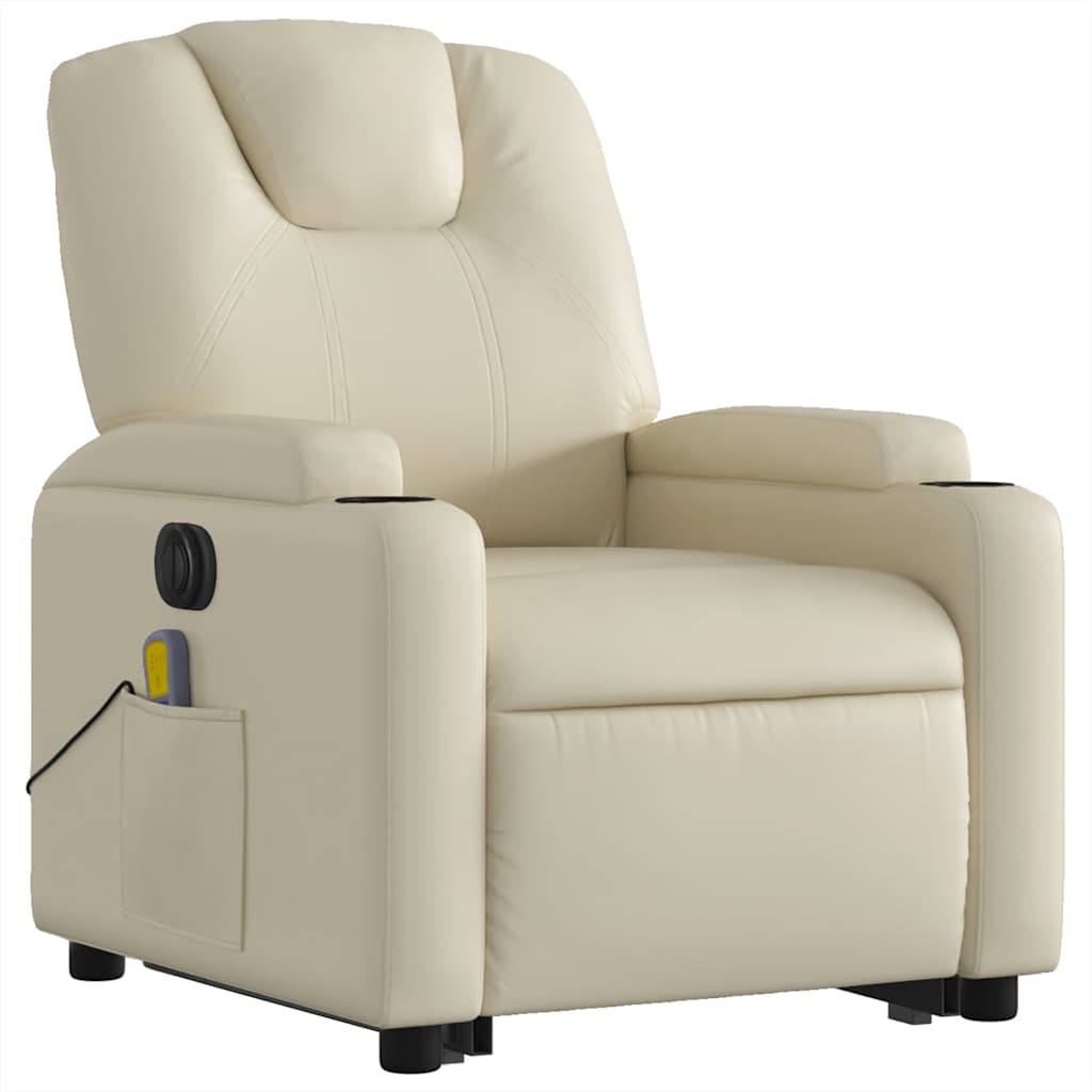 Fauteuil inclinable de massage électrique crème similicuir - XIOS