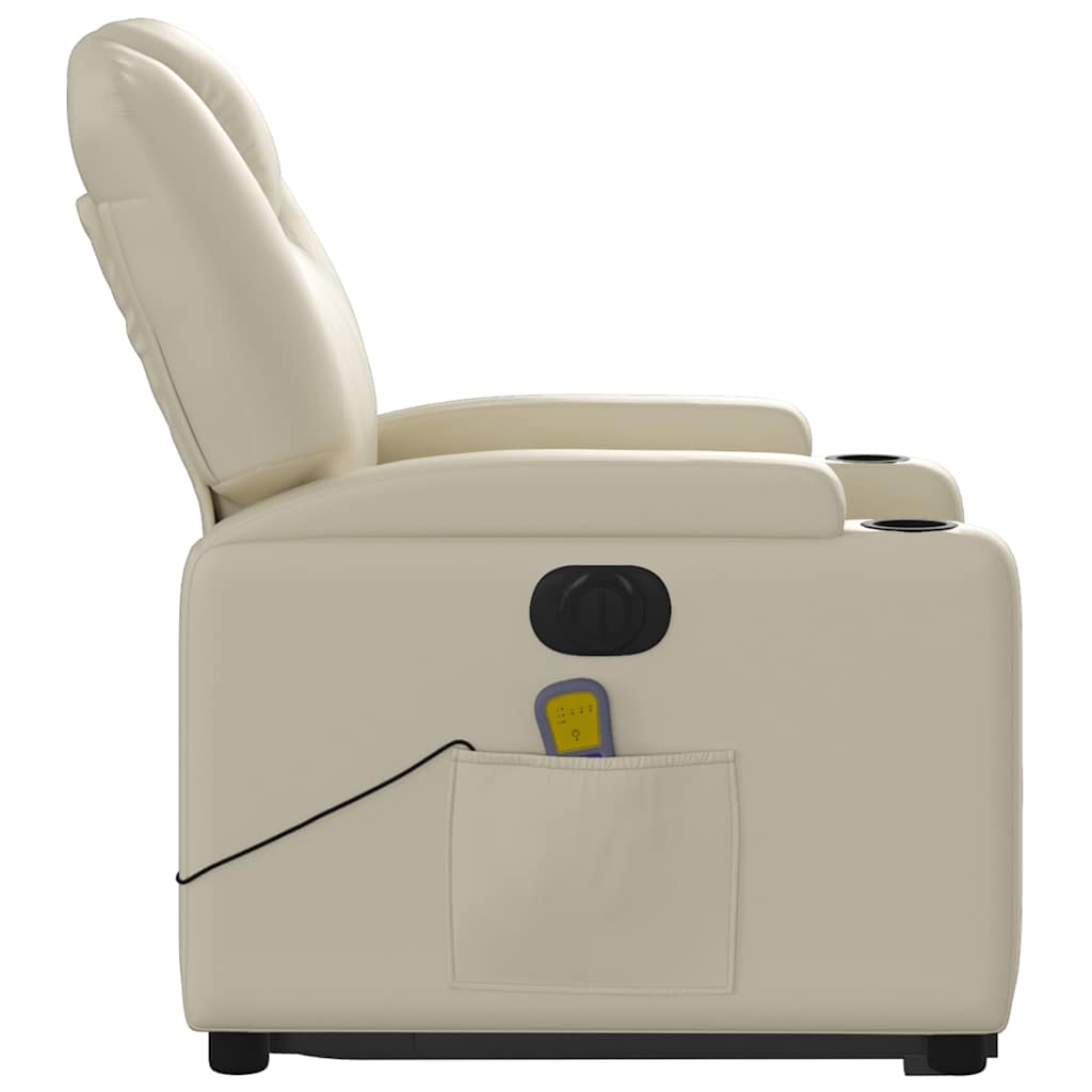 Fauteuil inclinable de massage électrique crème similicuir - XIOS