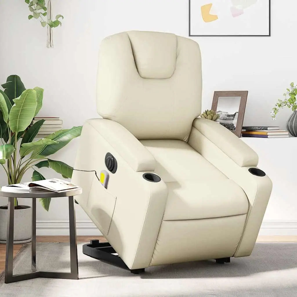 Fauteuil inclinable de massage électrique crème similicuir - XIOS
