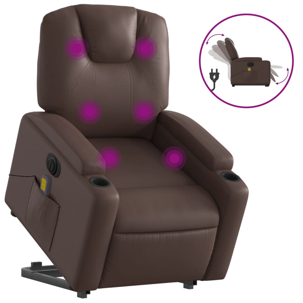 Fauteuil inclinable de massage électrique marron similicuir - XIOS