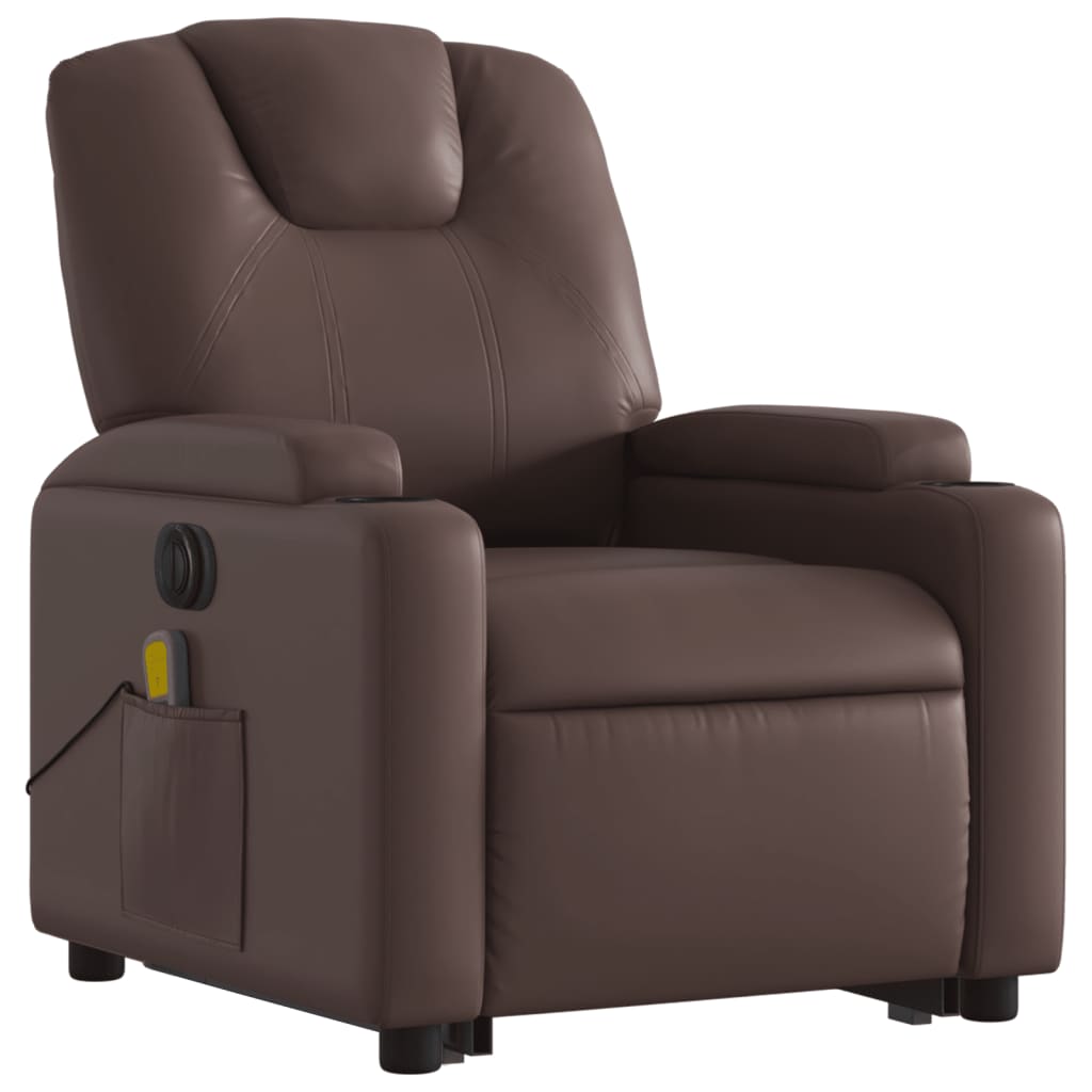 Fauteuil inclinable de massage électrique marron similicuir - XIOS