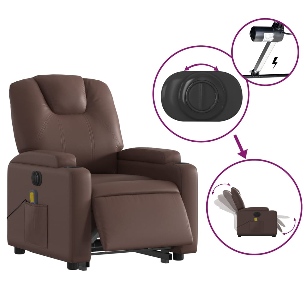 Fauteuil inclinable de massage électrique marron similicuir - XIOS