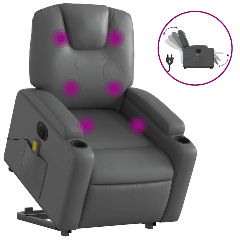 Fauteuil inclinable de massage électrique gris similicuir