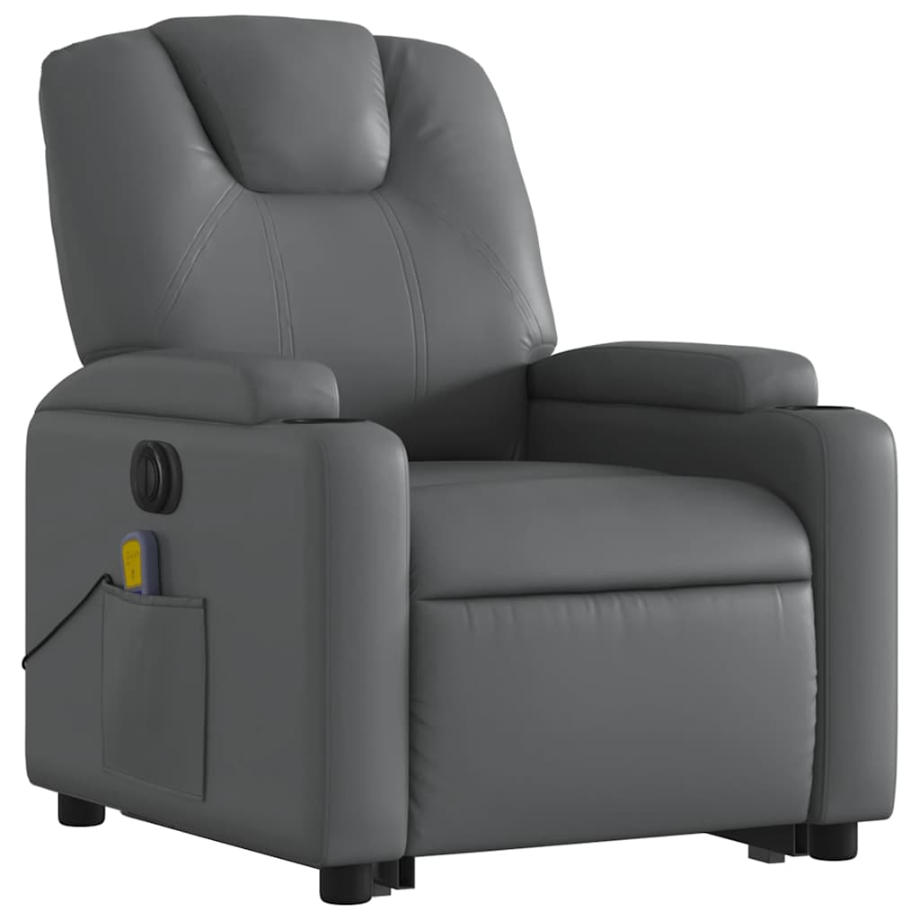 Fauteuil inclinable de massage électrique gris similicuir - XIOS