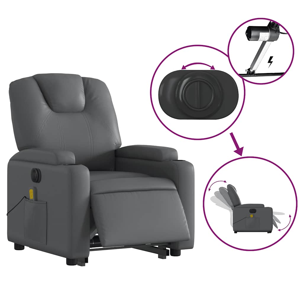 Fauteuil inclinable de massage électrique gris similicuir - XIOS