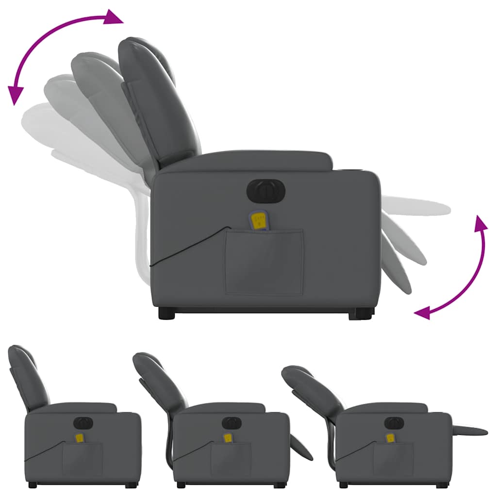 Fauteuil inclinable de massage électrique gris similicuir