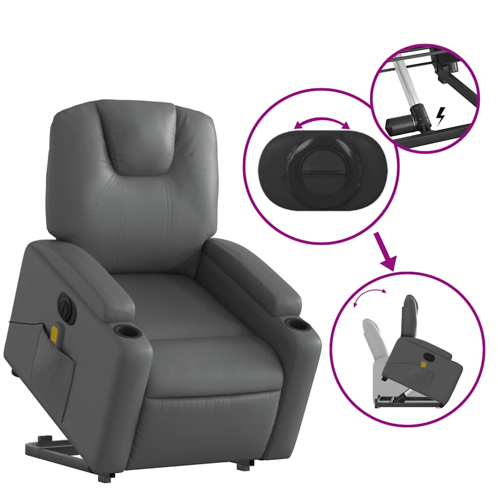 Fauteuil inclinable de massage électrique gris similicuir - XIOS