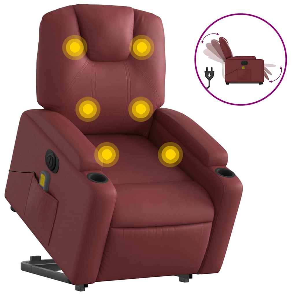 Fauteuil inclinable de massage électrique rouge bordeaux - XIOS