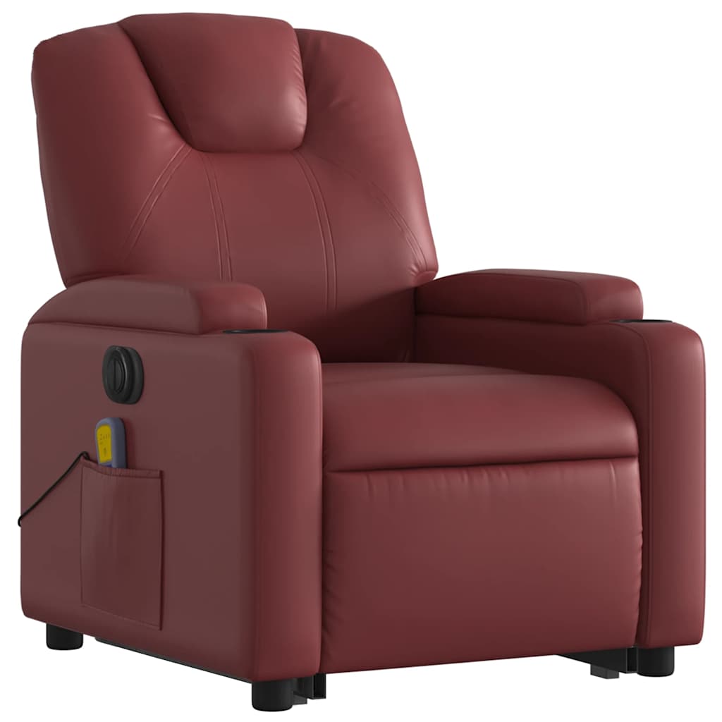 Fauteuil inclinable de massage électrique rouge bordeaux - XIOS