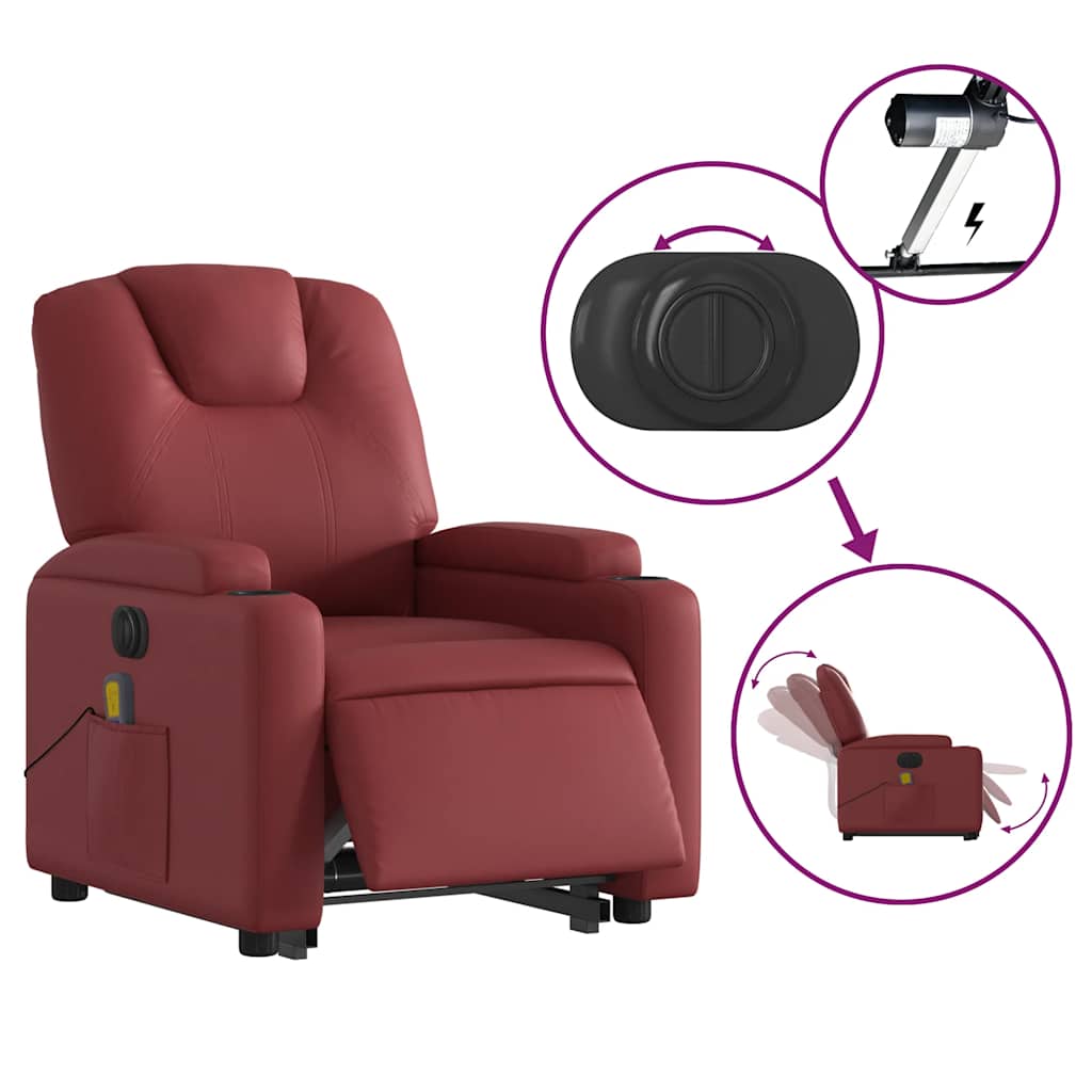 Fauteuil inclinable de massage électrique rouge bordeaux - XIOS
