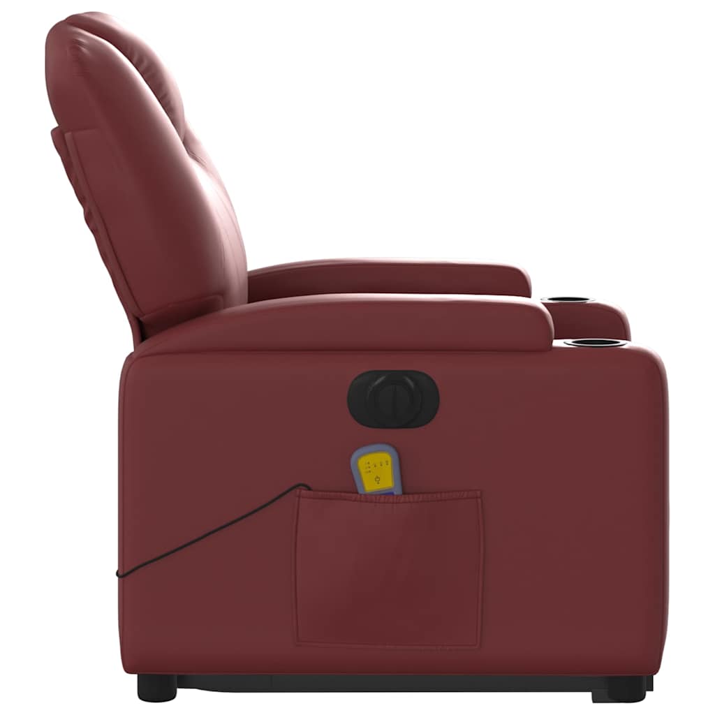 Fauteuil inclinable de massage électrique rouge bordeaux - XIOS