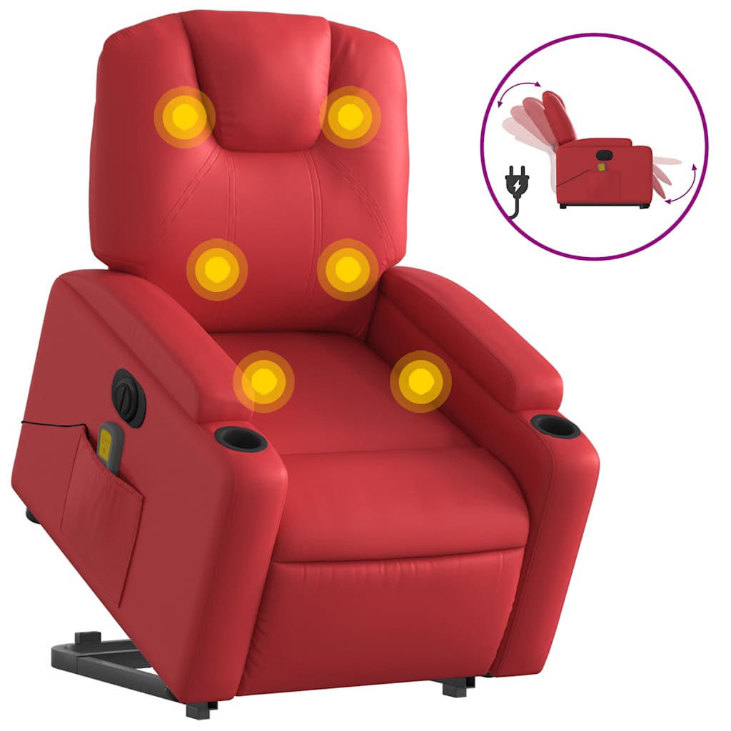 Fauteuil inclinable de massage électrique rouge similicuir