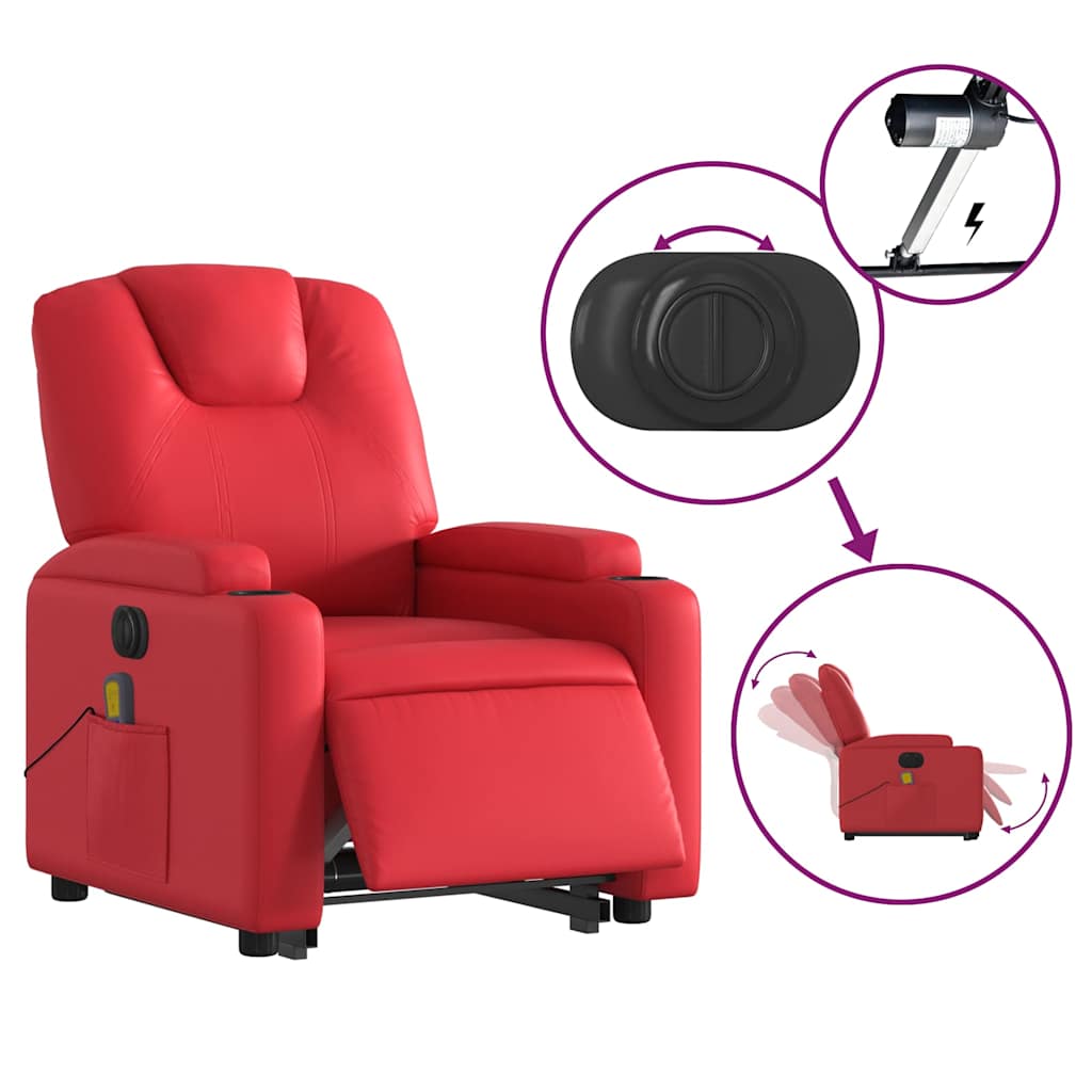 Fauteuil inclinable de massage électrique rouge similicuir