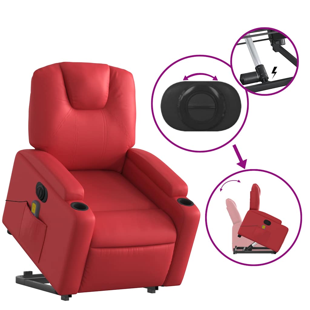 Fauteuil inclinable de massage électrique rouge similicuir - XIOS