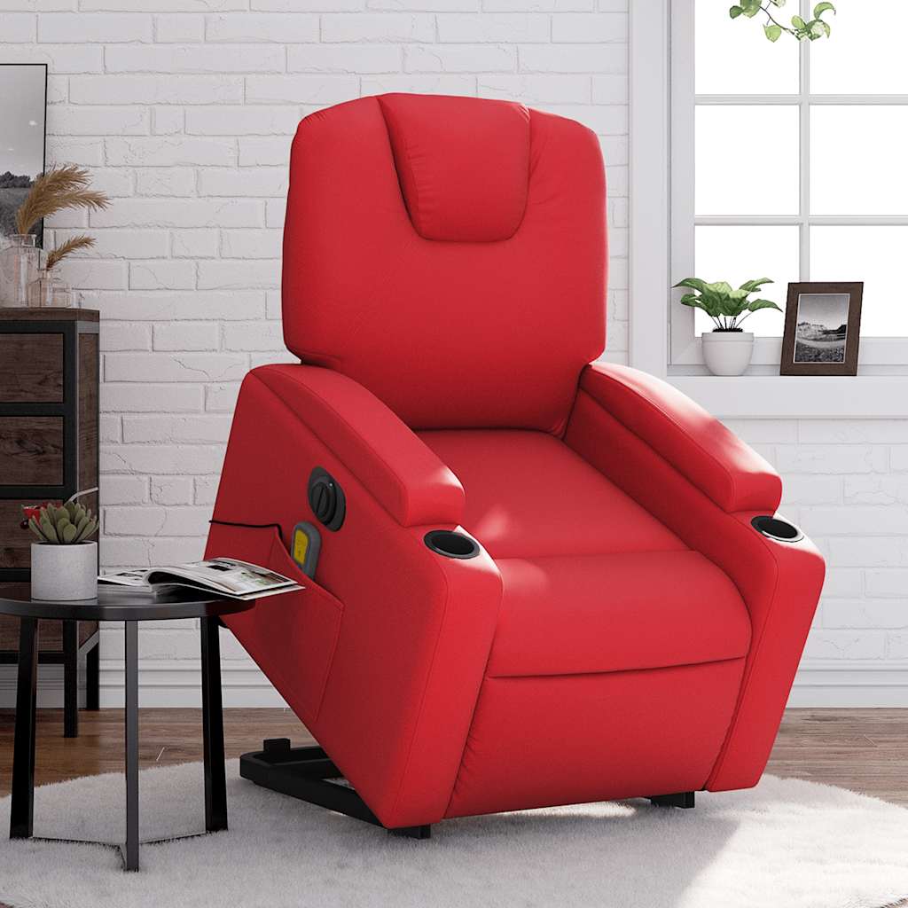 Fauteuil inclinable de massage électrique rouge similicuir - XIOS