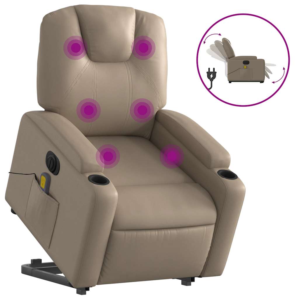 Fauteuil inclinable de massage électrique cappuccino similicuir - XIOS
