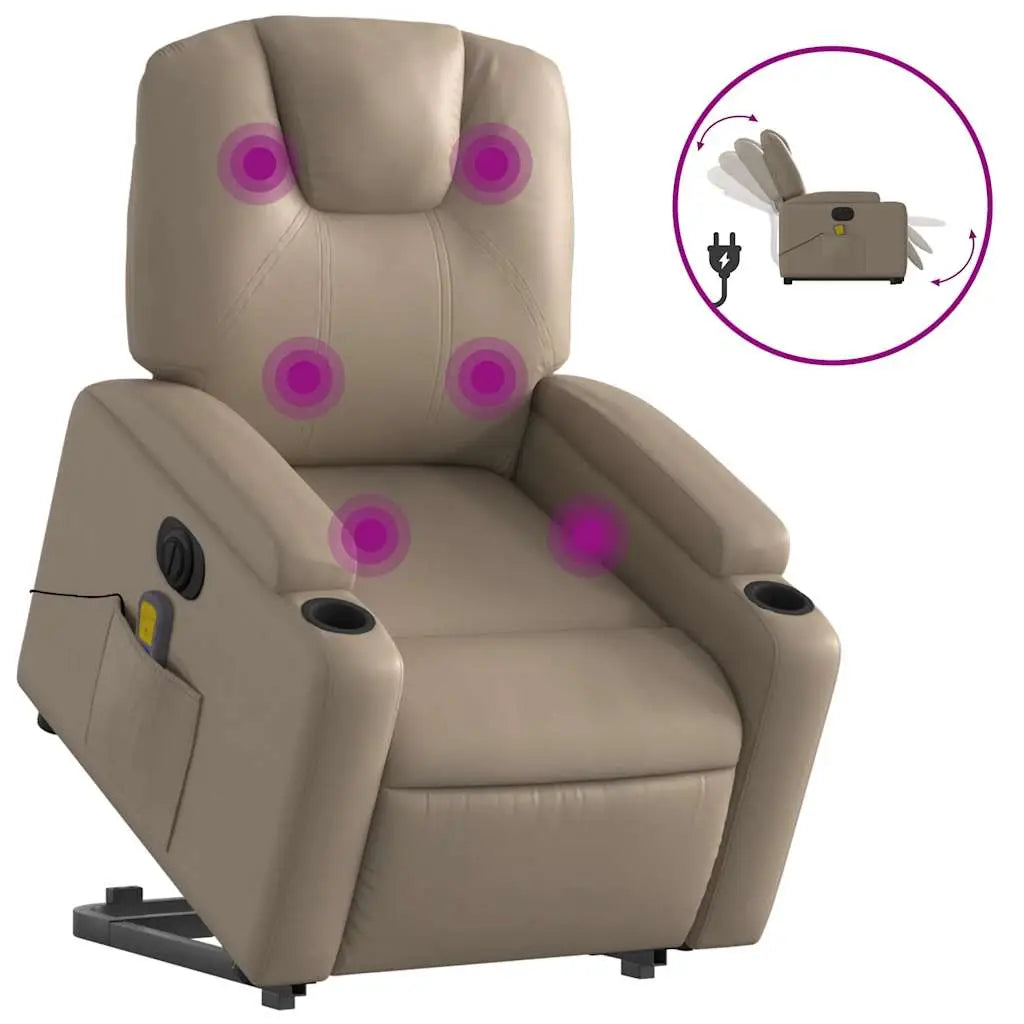 Fauteuil inclinable de massage électrique cappuccino similicuir - XIOS