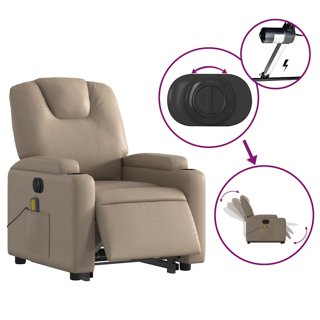 Fauteuil inclinable de massage électrique cappuccino similicuir - XIOS