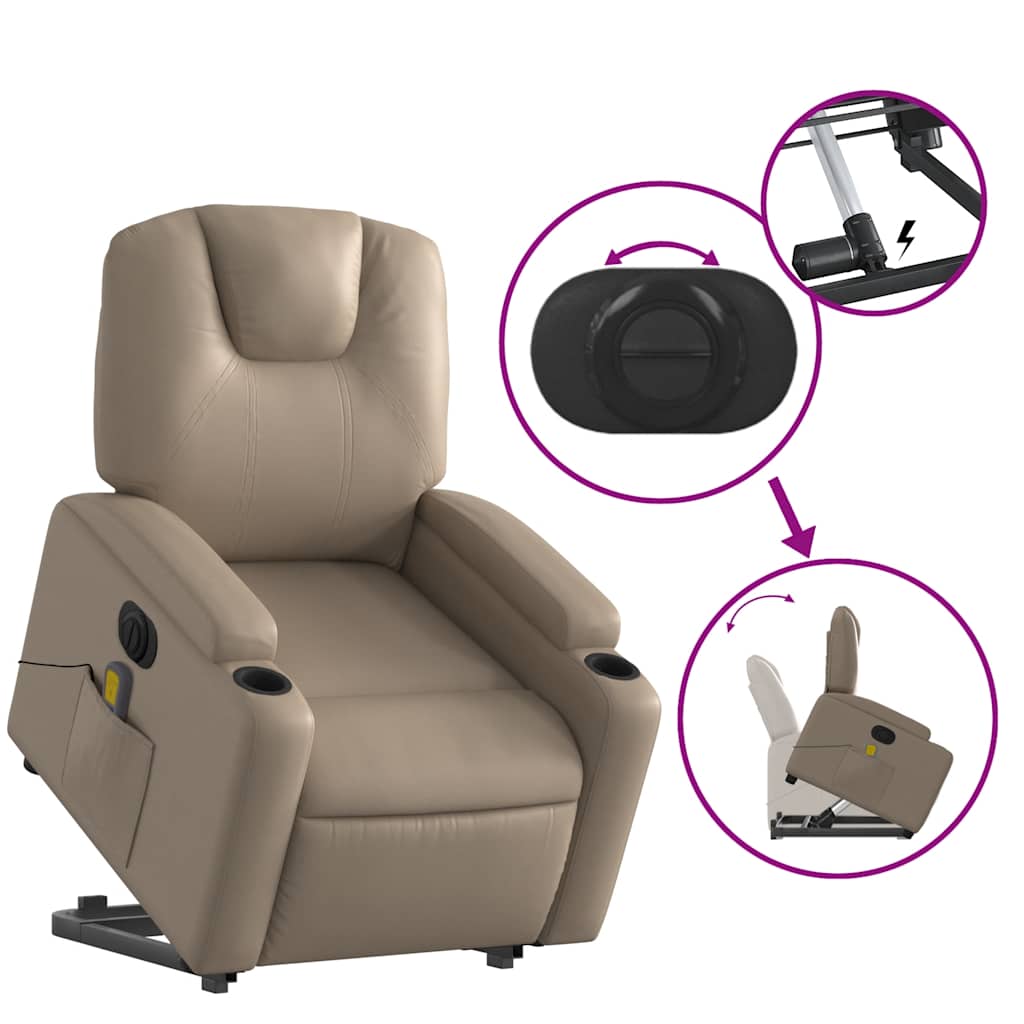 Fauteuil inclinable de massage électrique cappuccino similicuir - XIOS