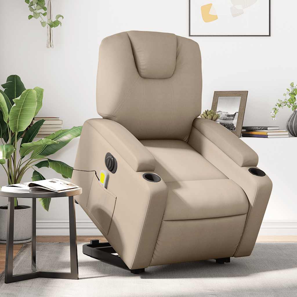 Fauteuil inclinable de massage électrique cappuccino similicuir - XIOS