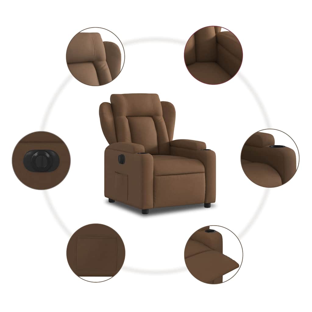 Fauteuil inclinable électrique Marron Tissu - XIOS