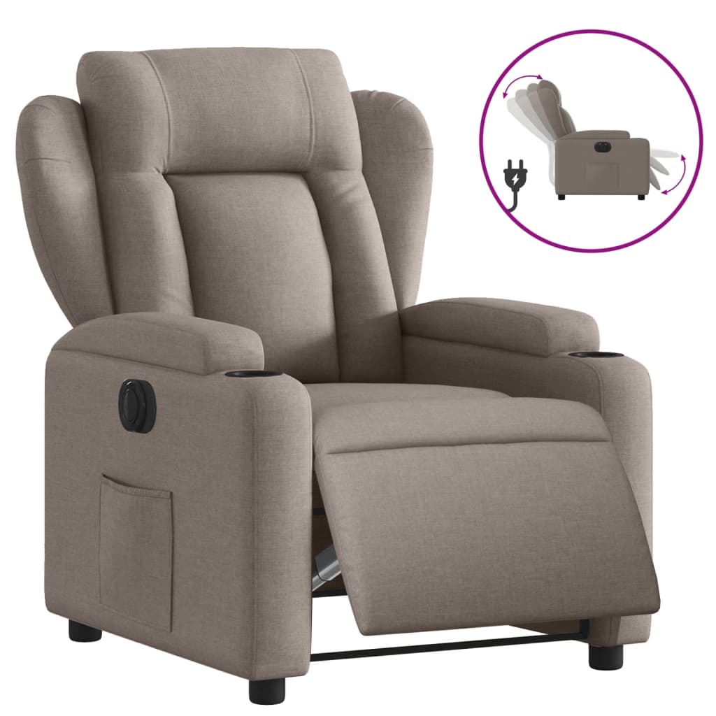 Fauteuil inclinable électrique Taupe Tissu - XIOS